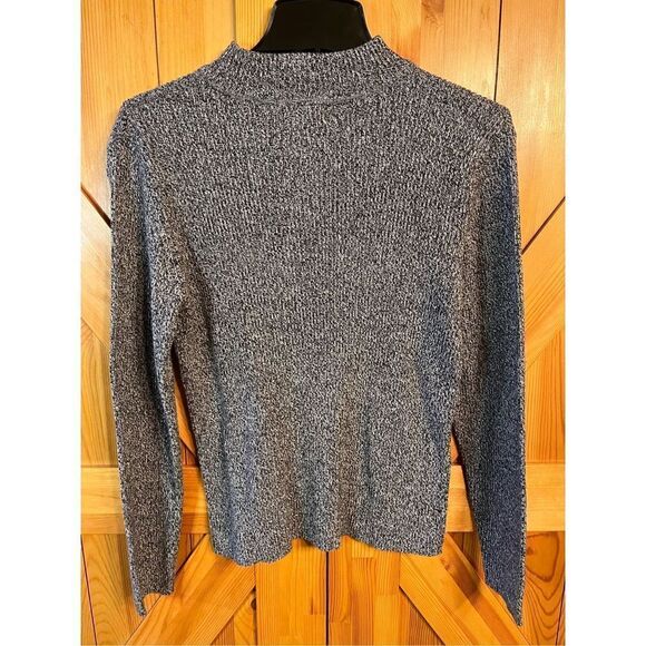 Jennifer Moore Size Large Knit Sweater Top Long Sleeves Mock Neck Charcoal (2366 - Picture 4 of 5